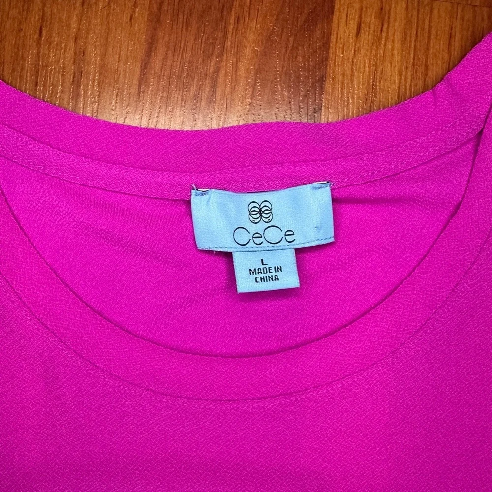 CeCe Pink Top with Orange Floral Sleeves - Picture 6 of 10